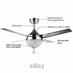 44 Crystal Ceiling Fan Light Lamp LED Chandeliers Home Decor Stainless Steel