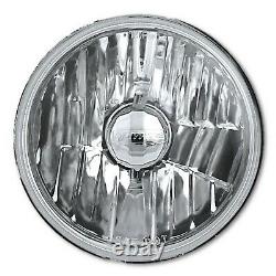5-3/4 Crystal Clear Metal Glass Headlight LED 4000Lm H4 Light Bulb Headlamp Set