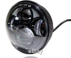 5-3/4 White LED Projector Light Bulb Headlight Black Crystal Clear Set H5006