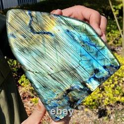 5.73LB Natural Labrador flash moonstone quartz crystal mineral specimen