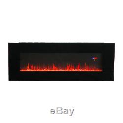 50 Wall Mount Electric Fireplace Heater Multicolor 3D Crystal Flame Sleep Mode