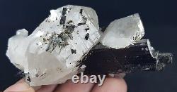 575 Ct Natural Black? Tourmaline on Transparent Quartz Crystal Bunch Specimen