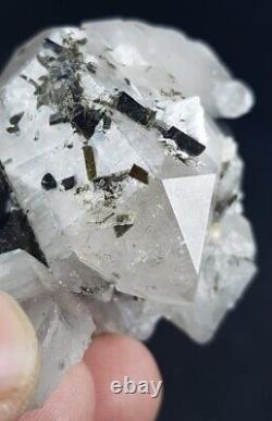 575 Ct Natural Black? Tourmaline on Transparent Quartz Crystal Bunch Specimen