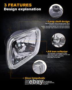 5X7 7X6 Crystal Clear Glass Lens Metal Headlight H4 Halogen Light Bulb Headlamp