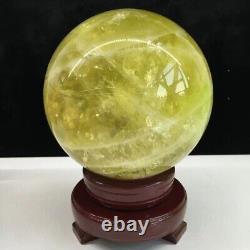 6.3LB TOP Natural citrine Quartz ball hand carved Crystal Sphere Healing+stand