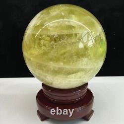 6.3LB TOP Natural citrine Quartz ball hand carved Crystal Sphere Healing+stand