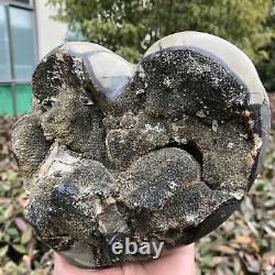 7.7lb Natural Septarium Heart Quartz Crystal Cluster Geode Raw Mineral Specimens