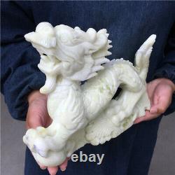8-8.8LB Natural green jade dragon hand carved Quartz crystal healing 1PC