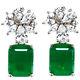 8 X 10 MM. Forest Green Doublet Emerald & Simulated Cz Earrings 925 Silver