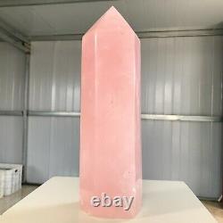 9.1LB Natural Pink Rose Quartz Crystal Tower Wand Point Healing B973