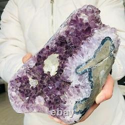 9.7LB Natural Agate Amethyst geode quartz Druzy crystal specimen Healing K834
