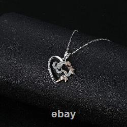 925 Rose Flower Necklace Pendant New Crystal Silver Jewelry Gift Women Chain