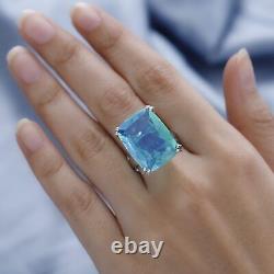 925 Silver Lab Created Peacock Triplet Quartz Solitaire Ring Gift Size 6 Ct 25