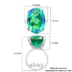 925 Silver Lab Created Peacock Triplet Quartz Solitaire Ring Gift Size 8 Ct 25