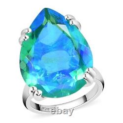 925 Silver Lab Created Peacock Triplet Quartz Solitaire Ring Gift Size 9 Cts 25