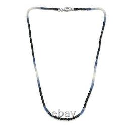 925 Silver Platinum Over Blue Shades of Sapphire Crystal Necklace Size 20 Ct 55
