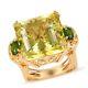 925 Silver Yellow Gold Over Green Gold Quartz Promise Ring