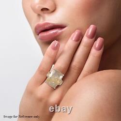 925 Sterling Silver Golden Rutilated Quartz Citrine Cocktail Ring Size 9 Ct 21.2