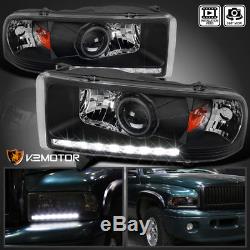 94-01 Dodge Ram 1500 2500 3500 Crystal Black LED Projector Headlights