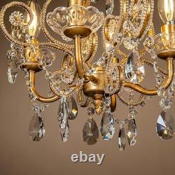 ALOADECOR 4-Light W14 in. French Country Chandelier Antique Gold Small Crysta