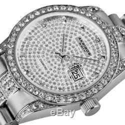 Akribos XXIV AK486SS Date Diamond Crystal Accents Stainless Steel Mens Watch