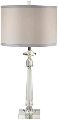 Aline Traditional Crystal Table Lamp with Square White Marble Riser