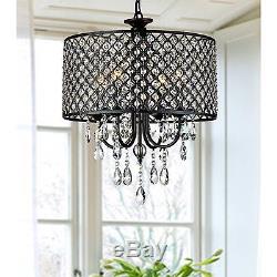 Antique black Crystal Chandelier Drum pendant ceiling lighting Fixture Lamp