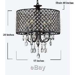 Antique black Crystal Chandelier Drum pendant ceiling lighting Fixture Lamp