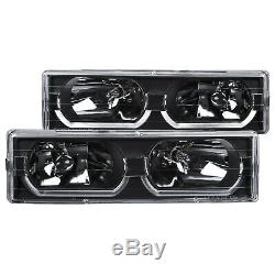 Anzo 111299 Black Crystal Headlights with Low Brow for 88-98 Chevrolet/GMC/K1500