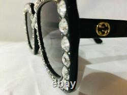 Authentic New Gucci GG0148 S 001 Sunglasses Crystal Black Frame
