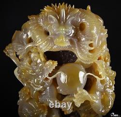 Awesome 13 Agate Amethyst Geode Carved Crystal Dragon Sculpture, Healing