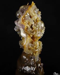 Awesome 13 Agate Amethyst Geode Carved Crystal Dragon Sculpture, Healing