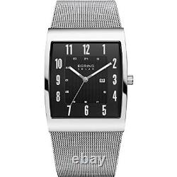 BERING Men's Analog Solar Square Collection Stainless Steel 16433-002 Silver