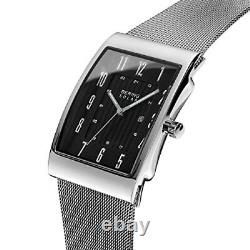 BERING Men's Analog Solar Square Collection Stainless Steel 16433-002 Silver