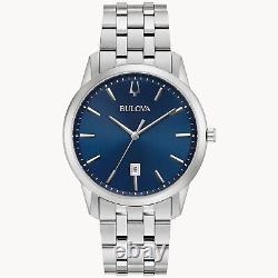 BRAND NEW Bulova Sutton Blue Dial Silver-Tone Bracelet Men's Watch 96B338
