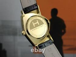 BRAND NEW Hamilton Women's VENTURA Black Dial Leather Gold Case Watch H24101731