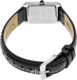 BRAND NEW Seiko Essentials Quartz White Dial Black Leather Women's Watch SWR053