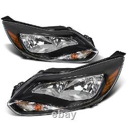 Black 2012 2013 2014 Ford Focus Headlights Headlamps Aftermarket Pair Left+Right