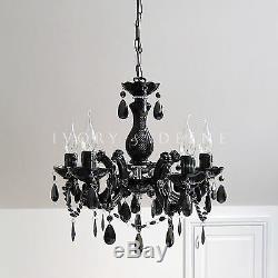 Black Chandelier Vintage Marie Therese Glass & Crystal 5 Arm Light Lamp New Gift