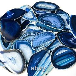 Blue Agate Slices 2.5-3.75 Long, Bulk Placecards Place Cards Geode Wholesale