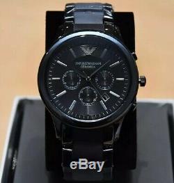 Brand New Armani Mens Ceramic Chronograph Watch Ar1451 Gents Black Dial Rrp £499