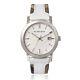 Brand New Burberry BU9019 White Sun-ray Dial Check Stainless Steel Women's Watch