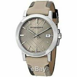Brand New Burberry BU9021 Gray Sun-ray Dial Check Stainless Steel Women's Watch