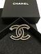 Brand New Classic CC LOGO 17 Outline Cutout Crystal 18K White Gold Brooch XL