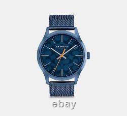 Brand New Coach 14602576 Baxter Navy Blue Mesh Bracelet Mens Watch 39 Mm