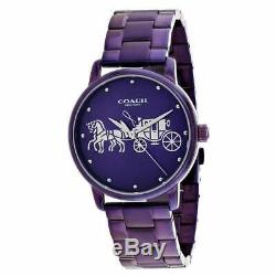 Brand New Coach Grand 14502923 Plum Purple Stainless Steel Quartz Women's Watch