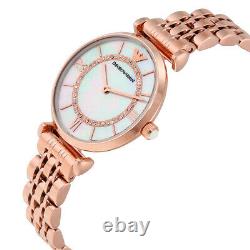 Brand New Emporio Armani Ar1909 Womens Watch Gianni T-bar Rose Gold Pearl Dial