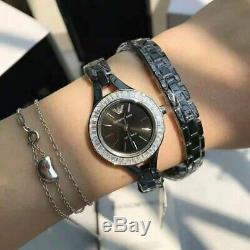Brand New Emporio Armani Ladies Black Double Band Ceramica Watch AR1483