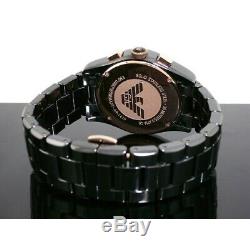 Brand New Emporio Armani Men's Watch Ar1410 Black/rose Gold Ceramica Chronograph