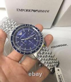 Brand New Genuine Emporio Armani Watch Ar6072 Mens Tazio Blue Dial Metal Strap